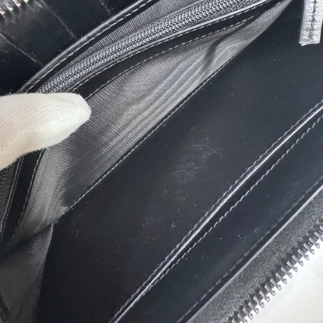 GUCCI グッチシマ レザー ラウンドファスナー 長財布 ブラック