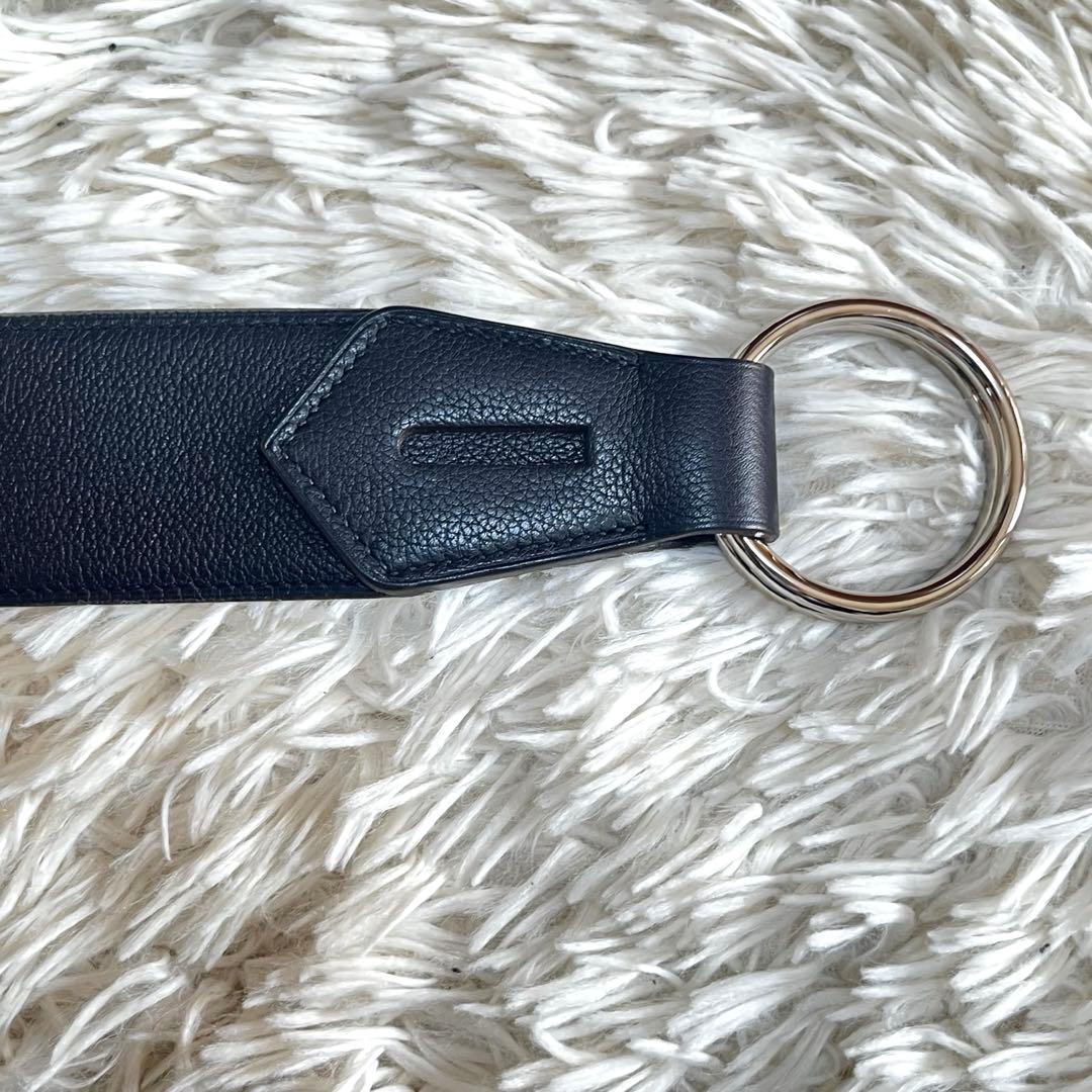 【極美品】エルメス　レザーベルト　ダブルリング　J刻印　ブラック×シルバー