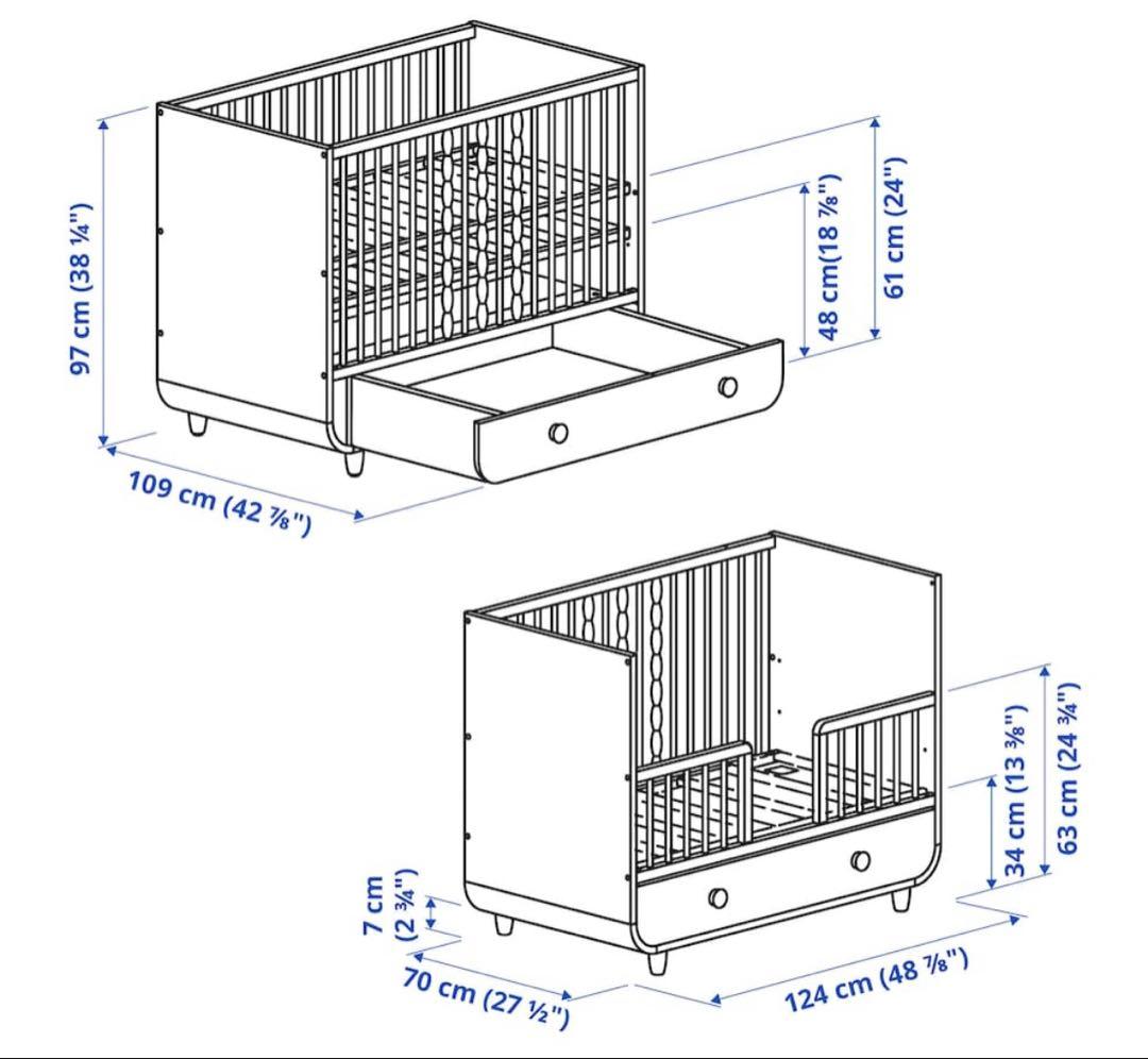 IKEA MYLLRA(ミルラ) ベビーベッド（マットレス付き）