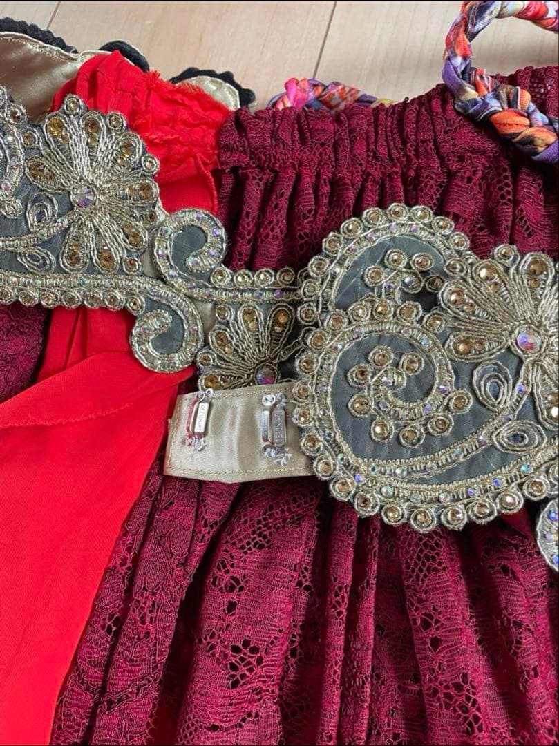 ベリーダンス セットアップ 赤 レース