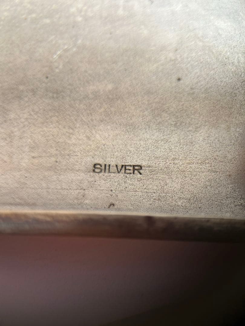 純銀刻印　アンティーク 銀製 シガレットケース 120g 彫金 手彫り