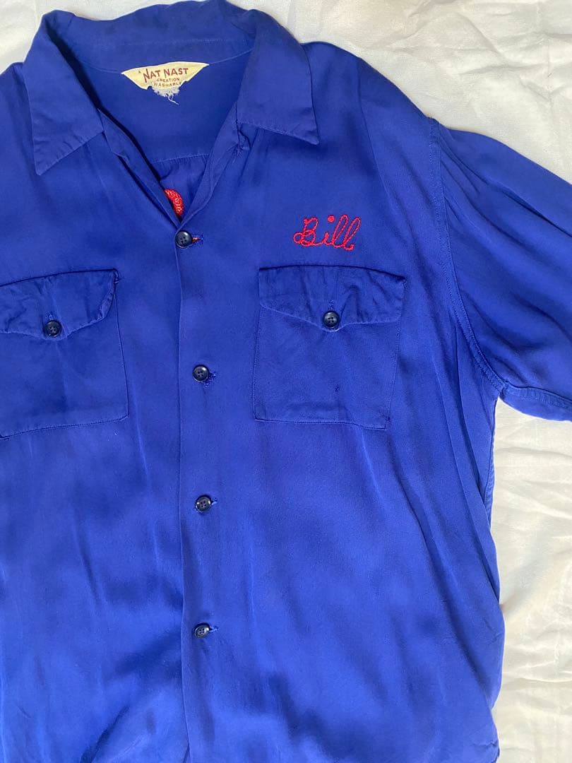 NAT NAST ボーリングシャツ レーヨン 50s 開襟シャツ ポケット付