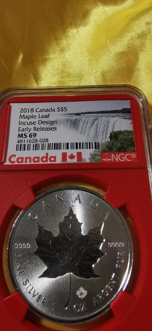2018年☆MS69☆シルバーメイプルリーフ銀貨☆NGC☆未使用☆地金型銀貨