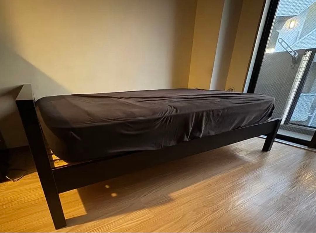 【本日までの掲載】無印良品ダークブラウンセミダブルベッド※マットレスなし