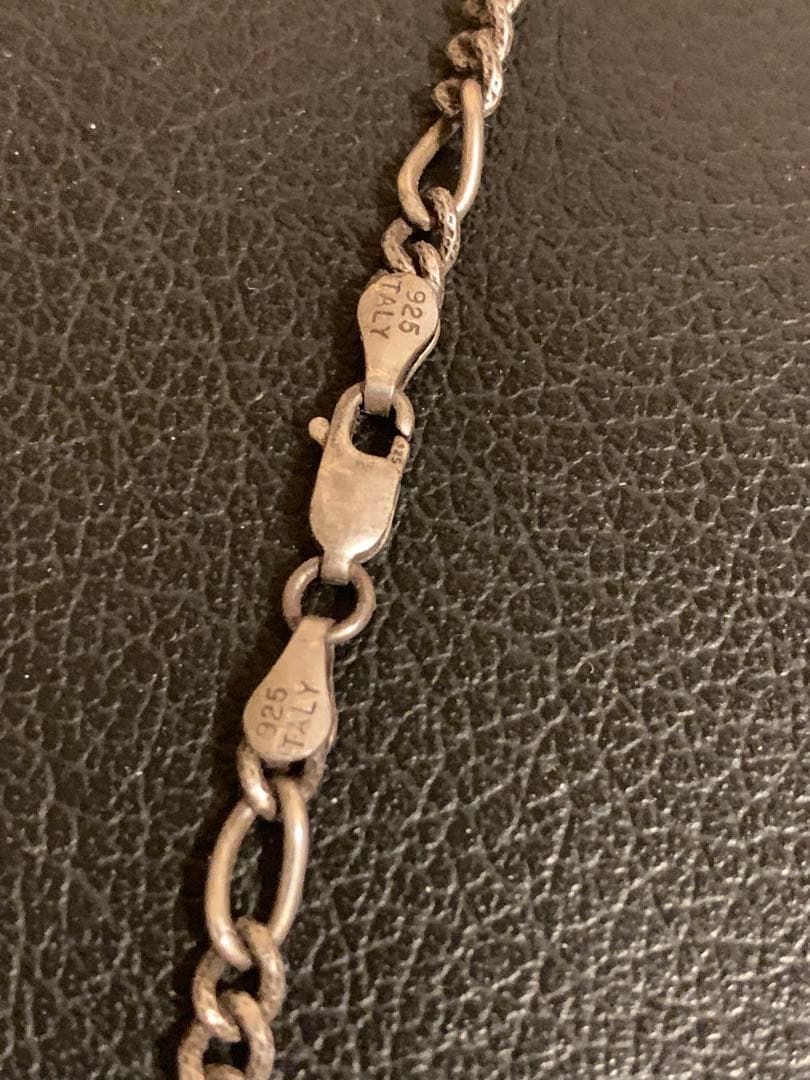 超希少!ビンテージアンティークフィガロリンクシルバーチェーンネックレス60’s