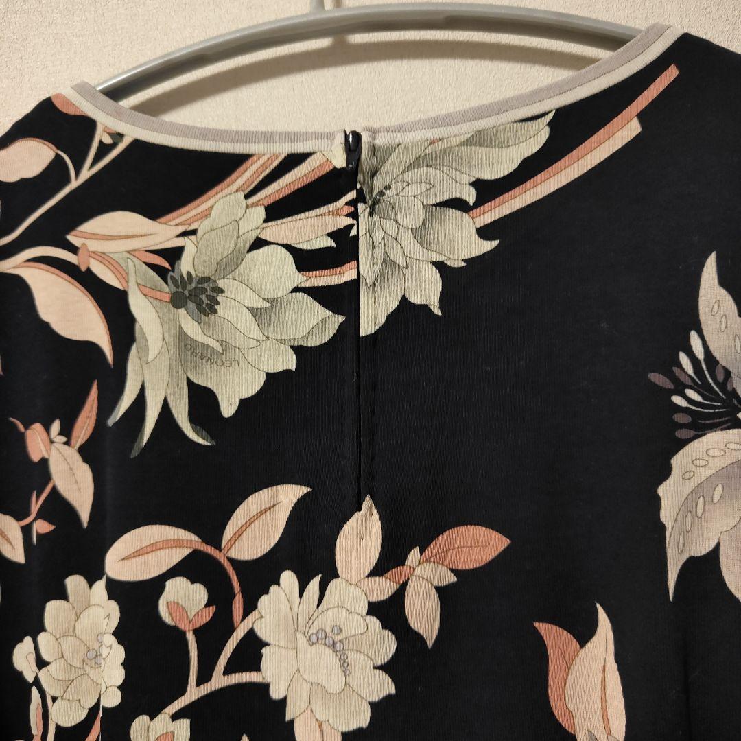 LEONARD 花柄 七分袖 ひざ丈ワンピース