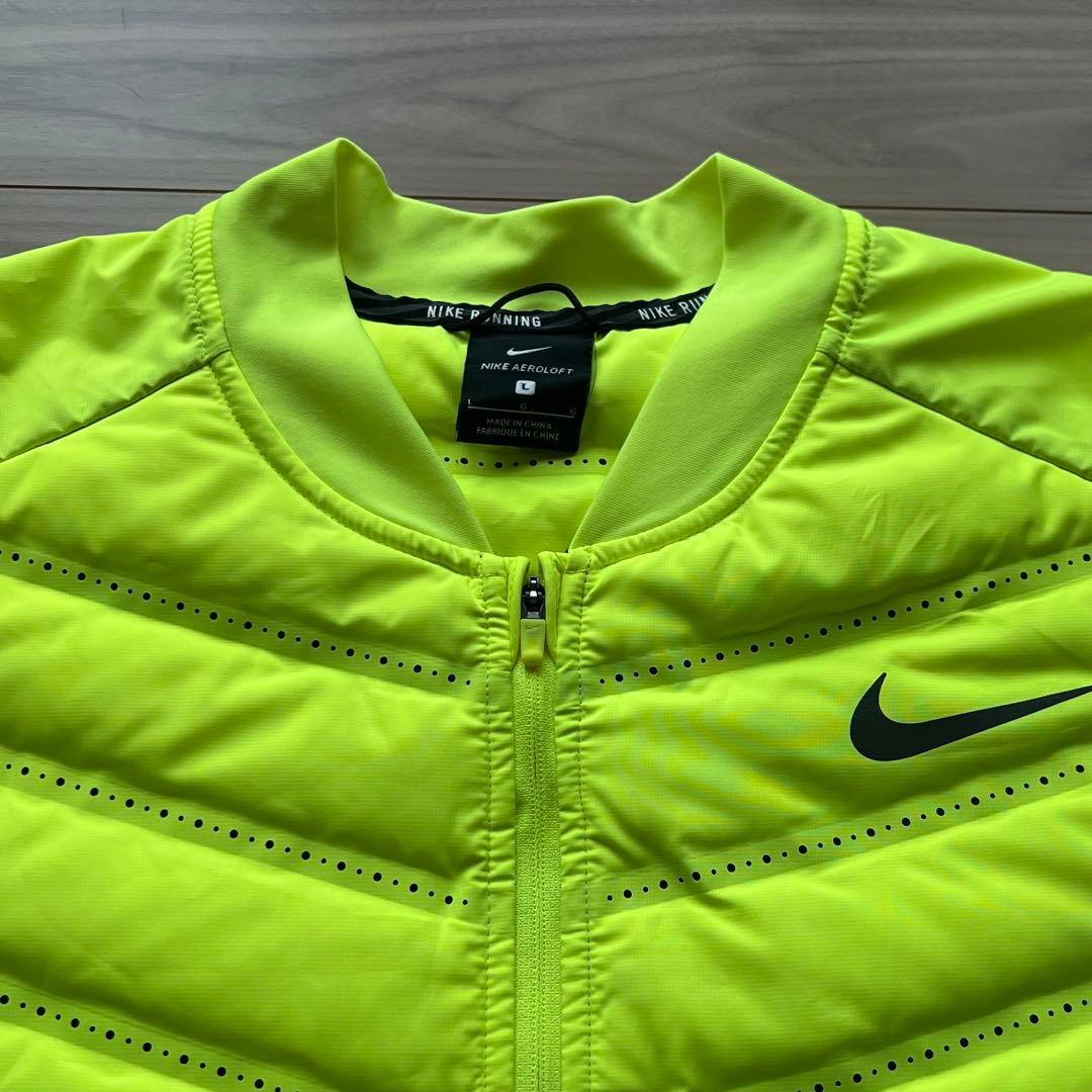 Nike エアロスイフト イエロー ベスト ダウン ランニング ナイロン L