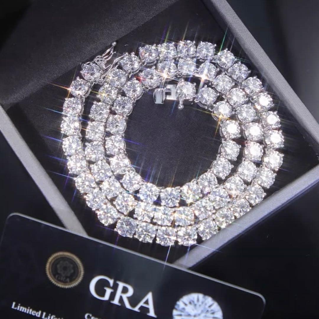 鑑定書付き 最高品質モアサナイト　テニスチェーン　ネックレス　ブレスレット