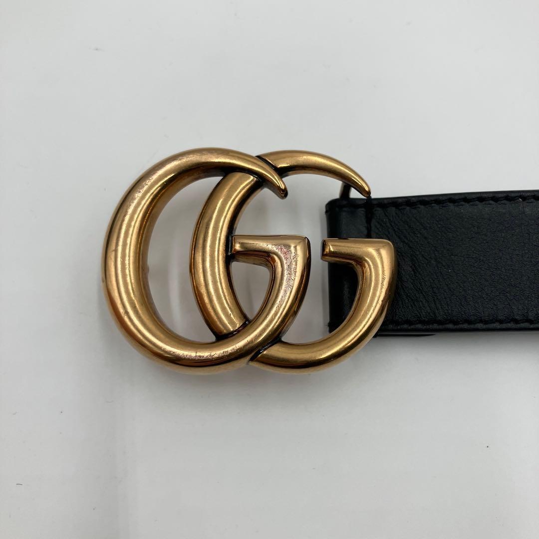箱付き・美品✨ GUCCI ベルト GG マーモント レザー ブラック