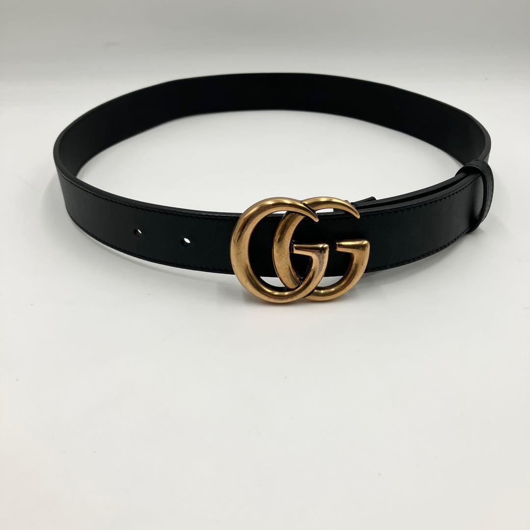箱付き・美品✨ GUCCI ベルト GG マーモント レザー ブラック