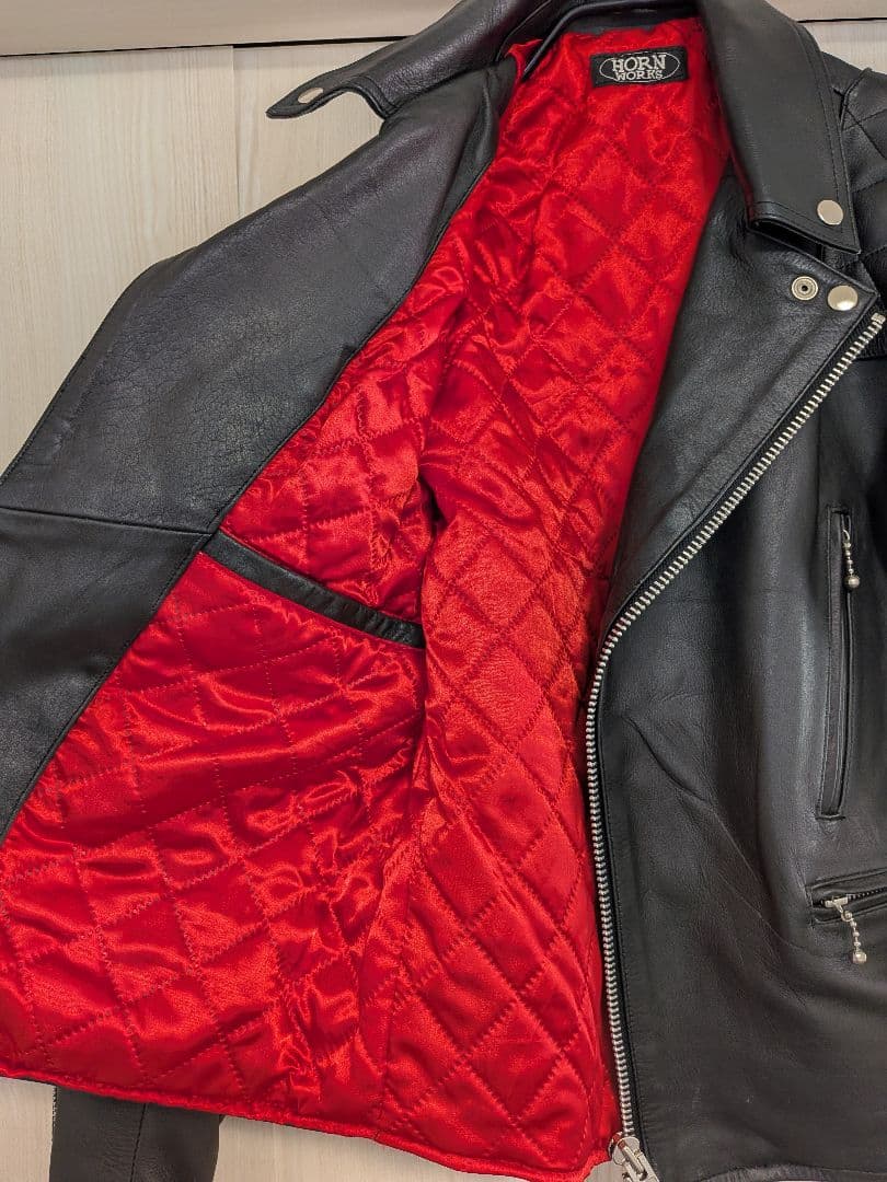 美品　着用1回　Horn Works 本革 UKパッド ダブルライダース M 黒