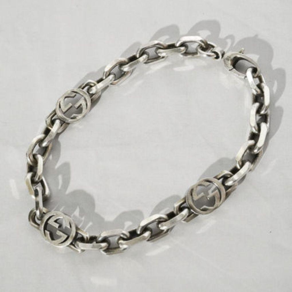 GUCCI インターロッキング　チェーン　ブレスレット　シルバー　18