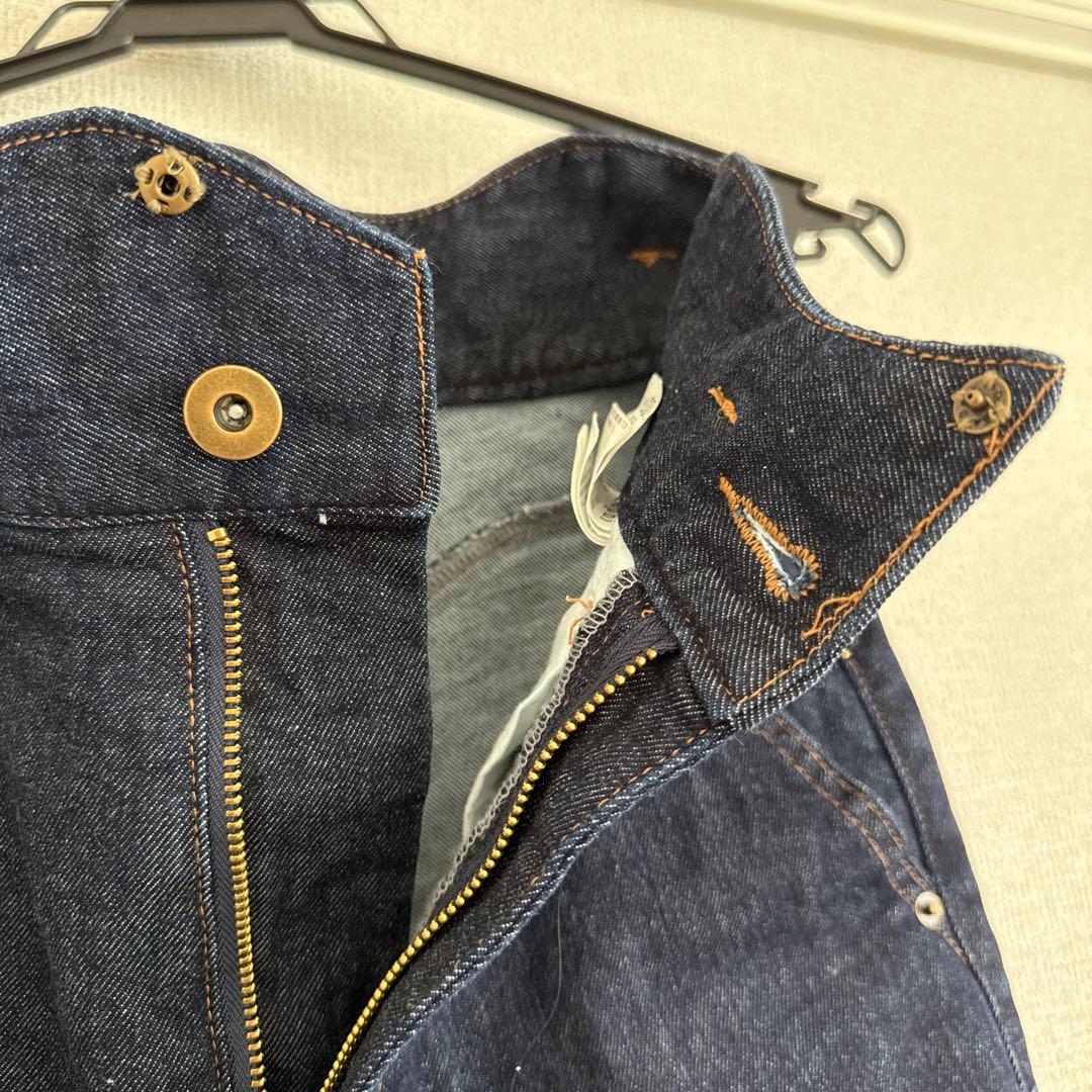 Eaphi ダークデニム short ウェーブデザインハイウエストデニム