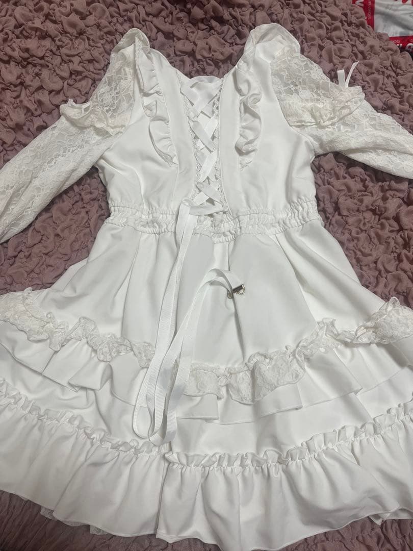 【LIZLISA】 ティアラリボンテ イアードワンピースホワイト