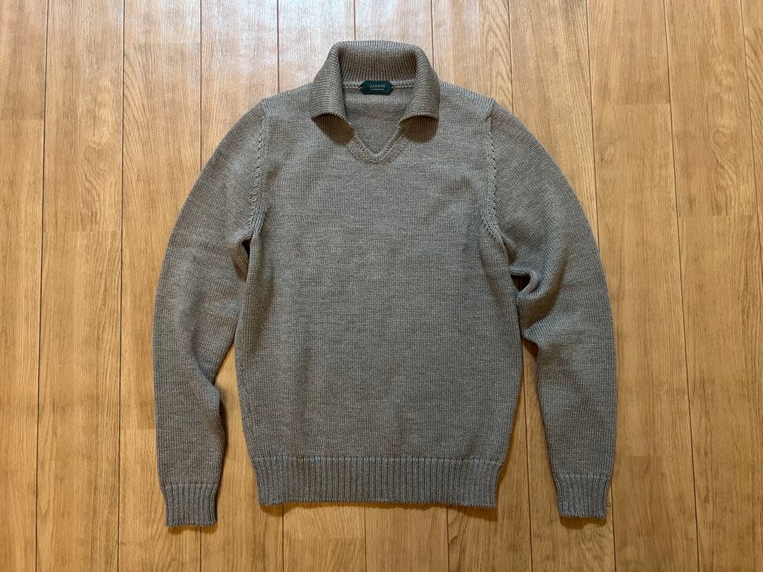 ザノーネ 44 ウールスキッパーニット 美品 ミドルゲージ グレージュ