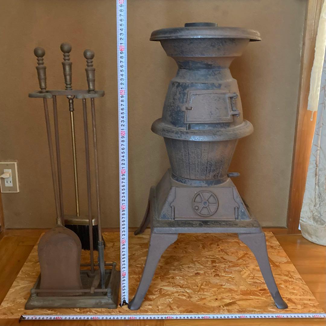 古いファイヤーツールセット 薪ストーブ 暖炉 スタンド 真鍮 鉄製 レトロ