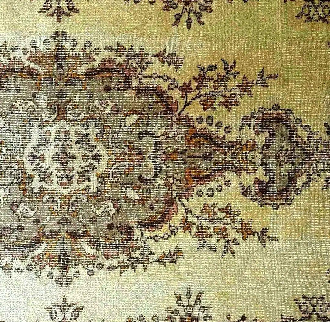 トルコヴィンテージラグ　122×209　メダリオン　ベージュブラウン×グレー