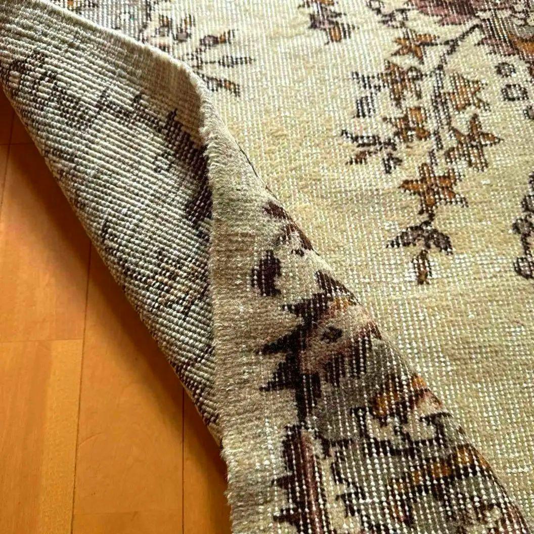 トルコヴィンテージラグ　122×209　メダリオン　ベージュブラウン×グレー