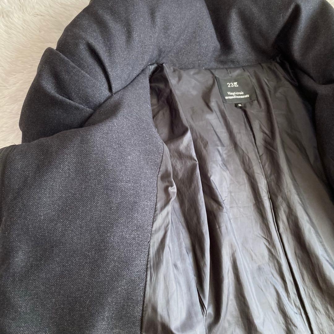 【大きいサイズ】(44)洗える 23区 Aライン ロングダウンコート 女優襟 黒