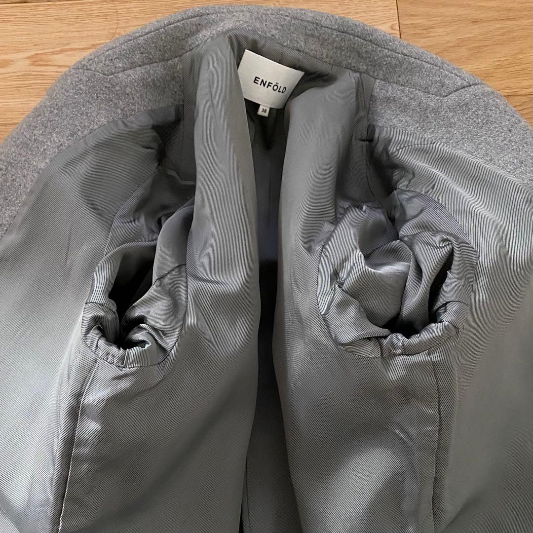 【良品】ENFOLD エンフォルド ライトメルトン テーラーコート　グレー　38