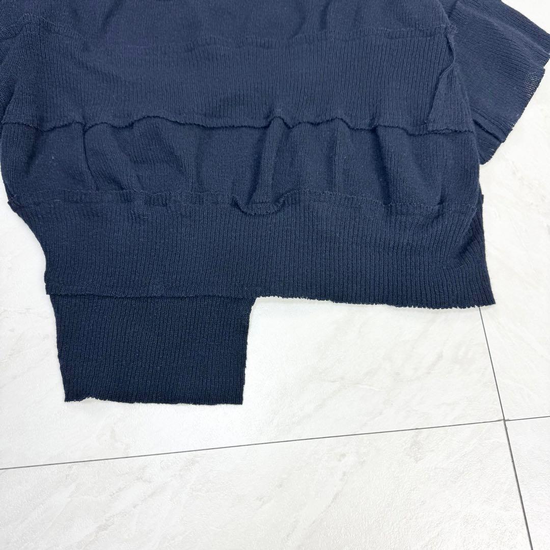 美品 y's ワイズ ヨウジヤマモト 変形 アシンメトリー ニット ネイビー 2