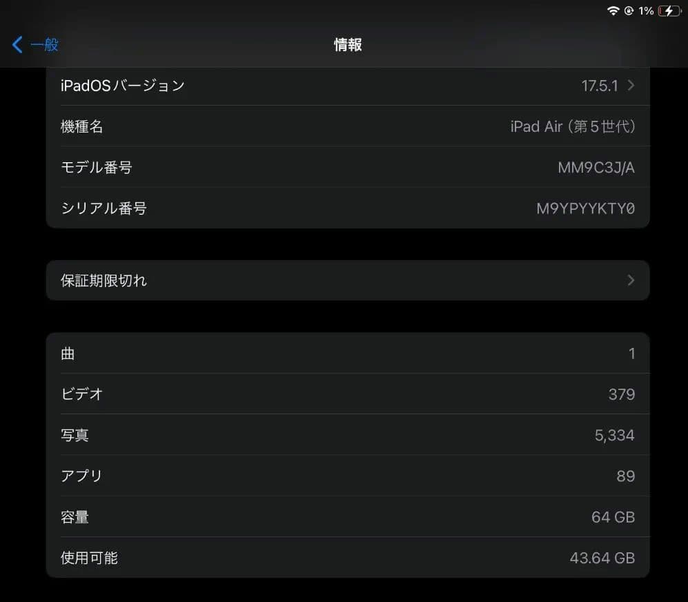 Apple iPad Air シルバー 64gb