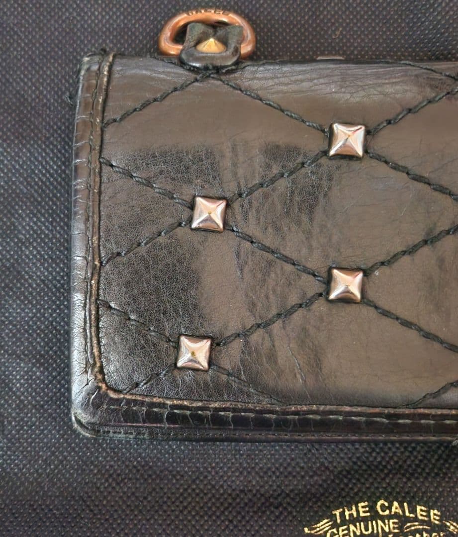 希少品！ CALEE トラッカー ウォレット スタッズ レザー サイフ 財布 黒