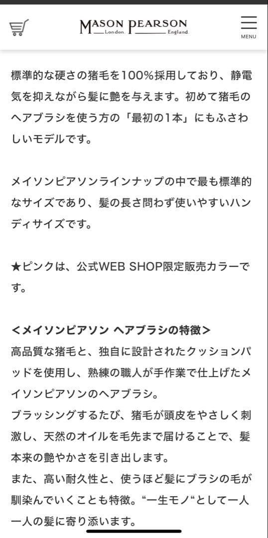 メイソンピアソン ハンディブリッスルダークルビー　クリーニングブラシ付き