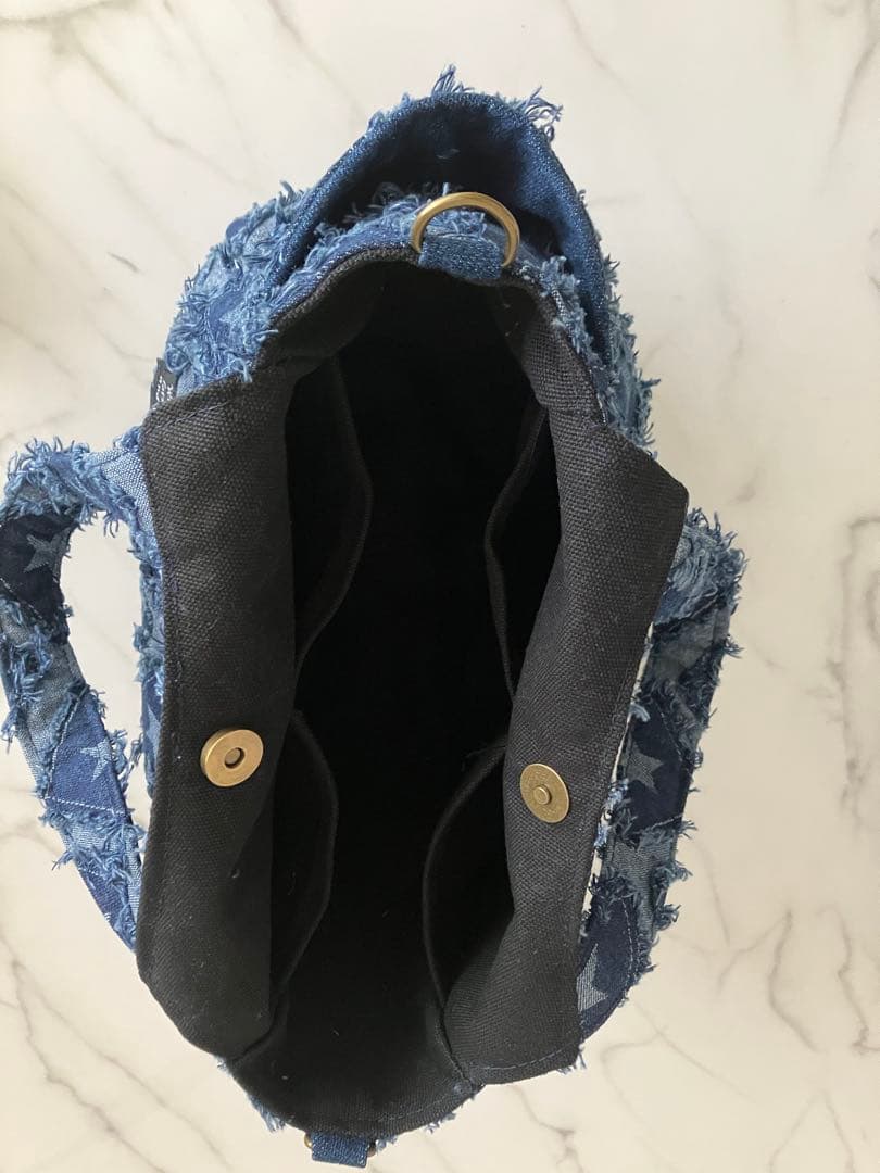 877 LaLa☆　星柄デニムリメイクバック　ハンドメイド　 2点