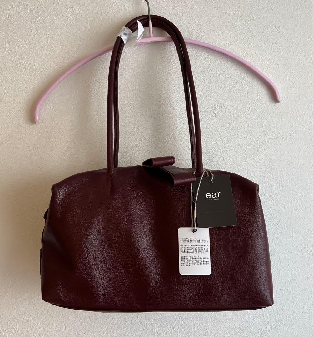 新品 イア パピヨネ ロングハンドルボストンバッグ ボルドー
