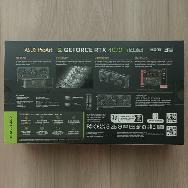グラフィックボード・グラボ・ビデオカード ASUS ProArt GeForce RTX 4070 Ti SUPER