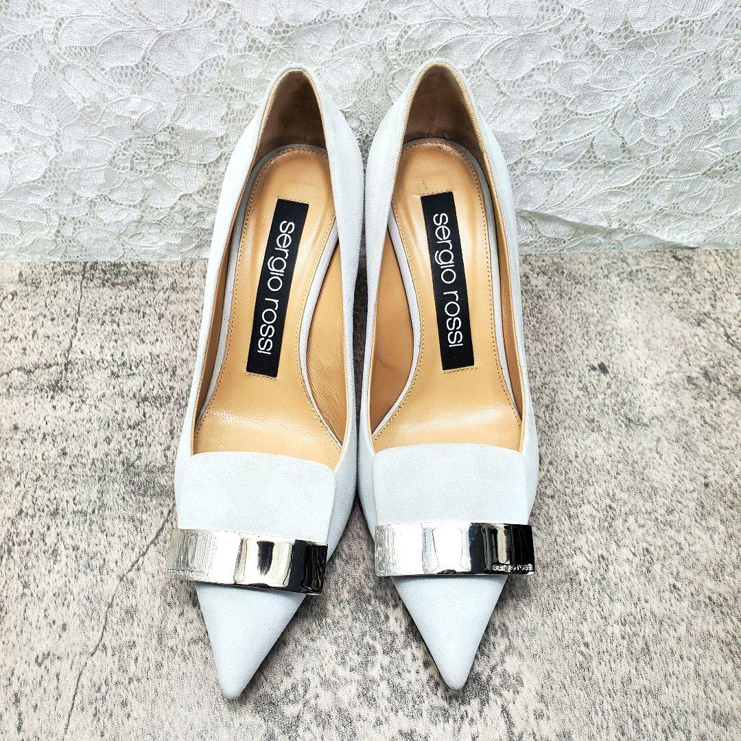 ✨セルジオロッシ✨sr1 パンプス スエード シルバープレート 水色 35.5