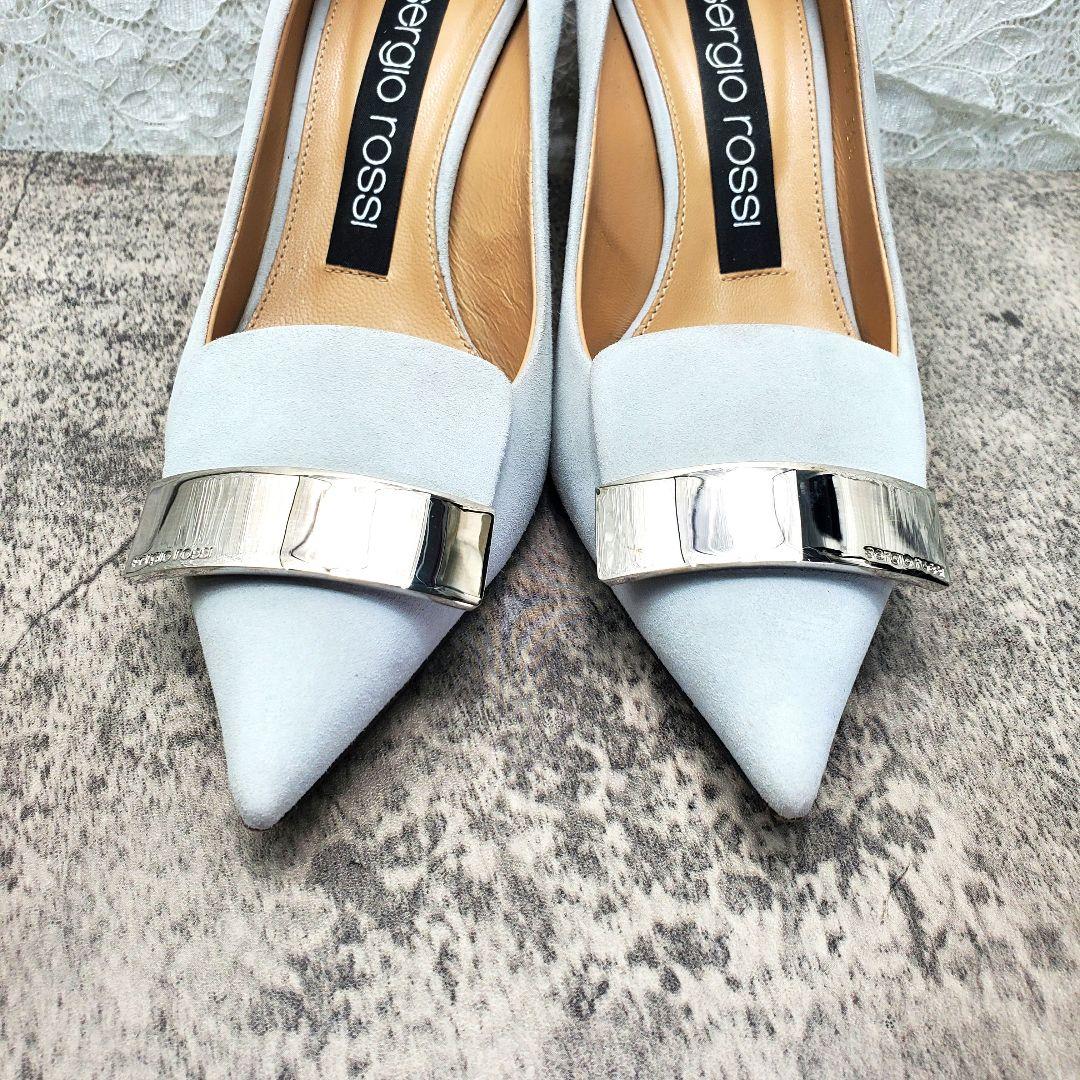 ✨セルジオロッシ✨sr1 パンプス スエード シルバープレート 水色 35.5