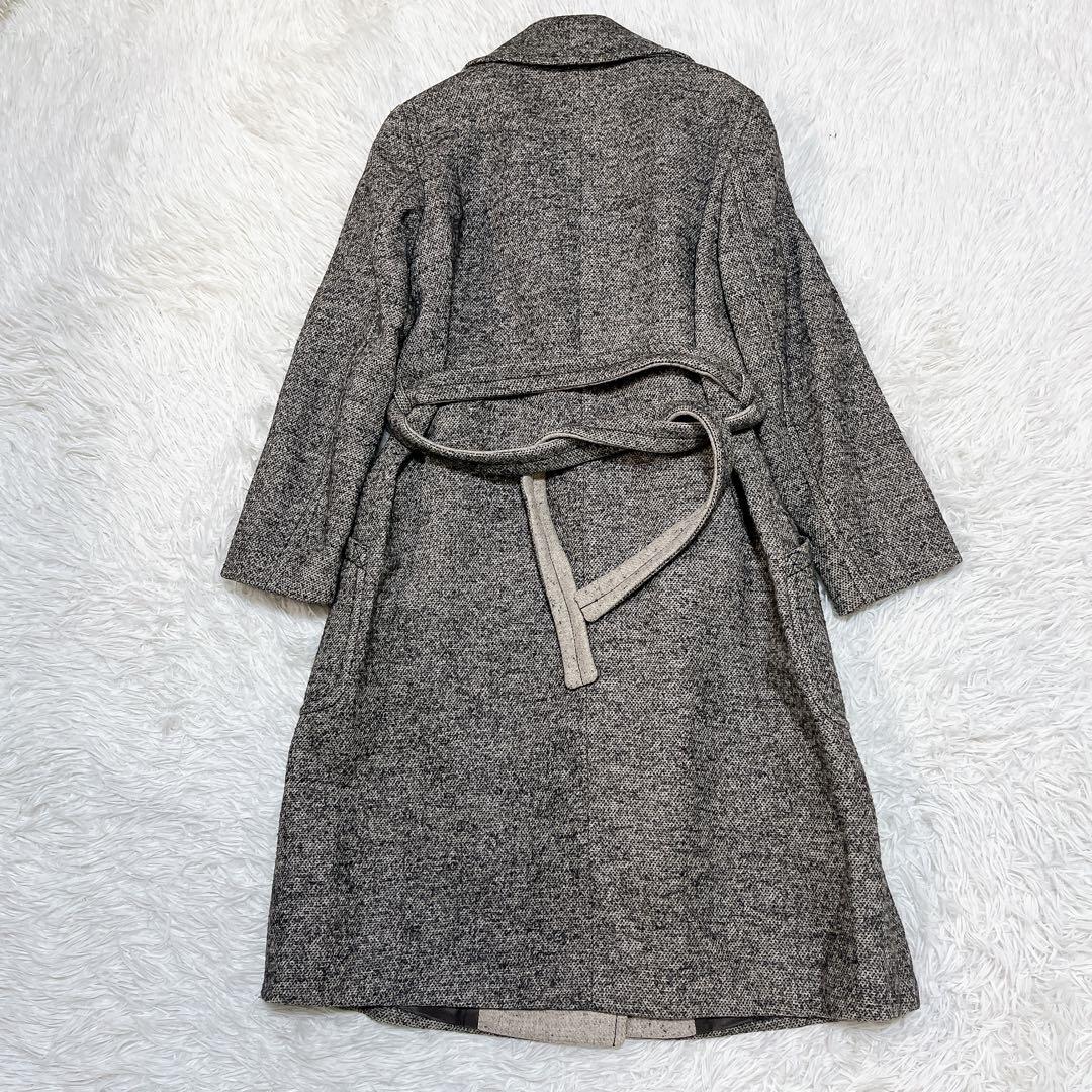 美品✨マックスアンドコー ツイード チェスターコート アルパカ＆モヘア混マフラー