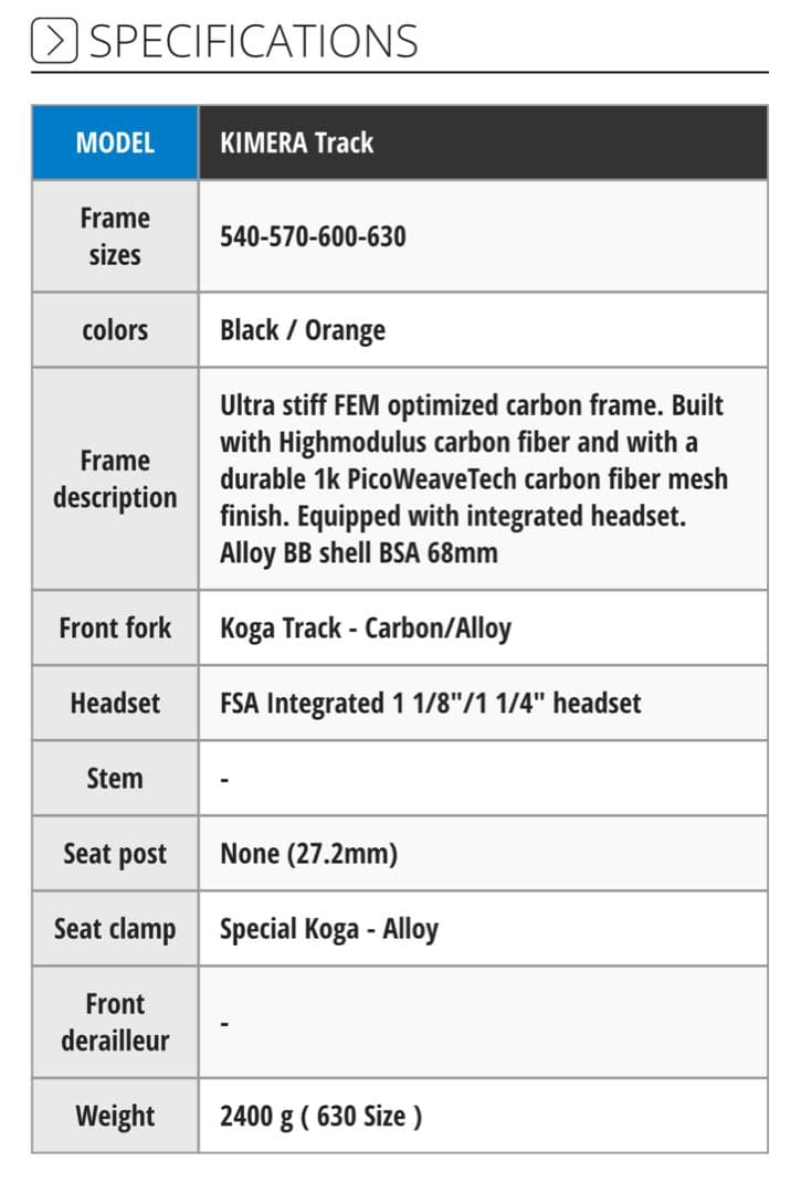 KOGA KIMERA track コガキメラ トラックバイク ピストバイク