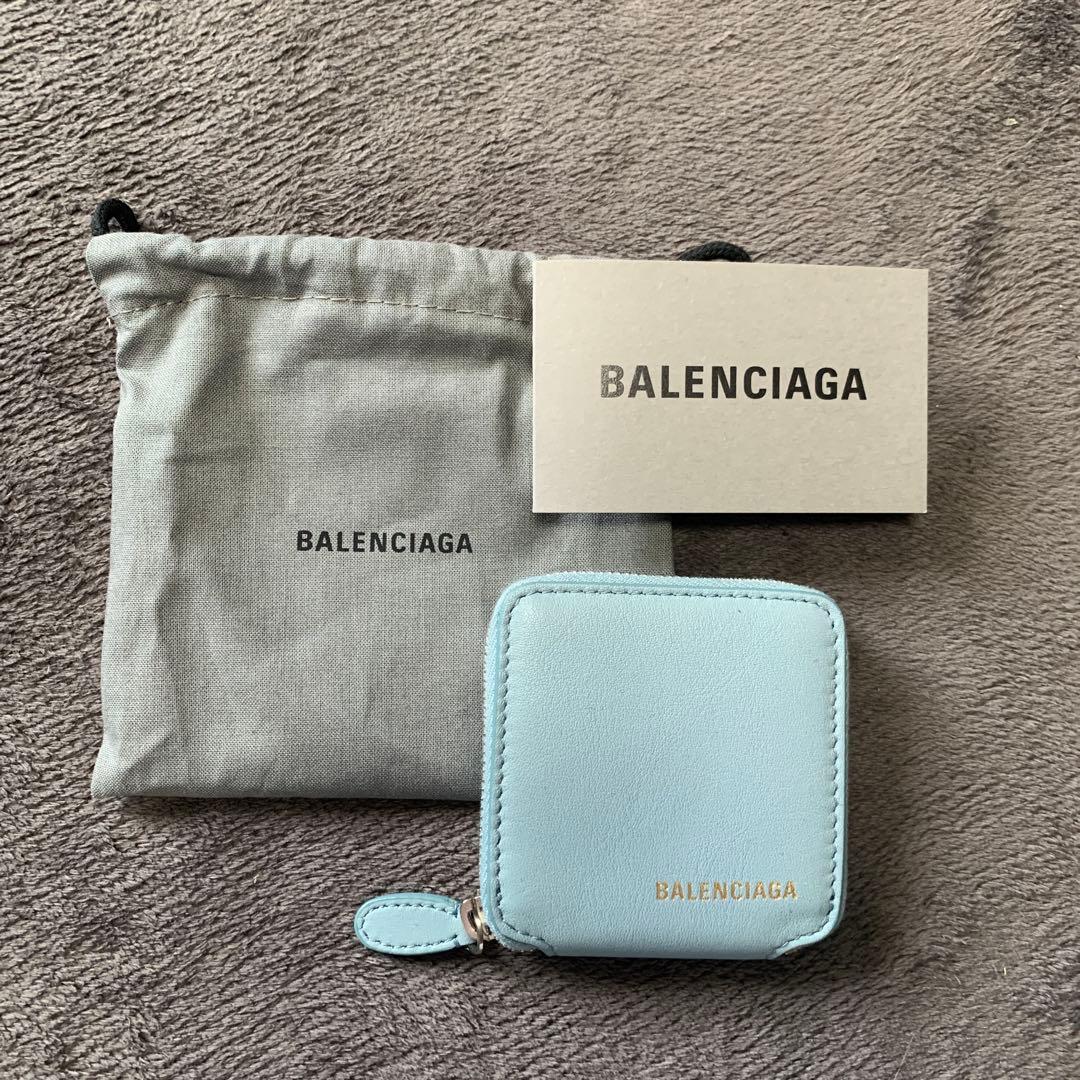 バレンシアガ　水色　ケース　小銭入れ　財布　ウォレット　ミニ財布　0704
