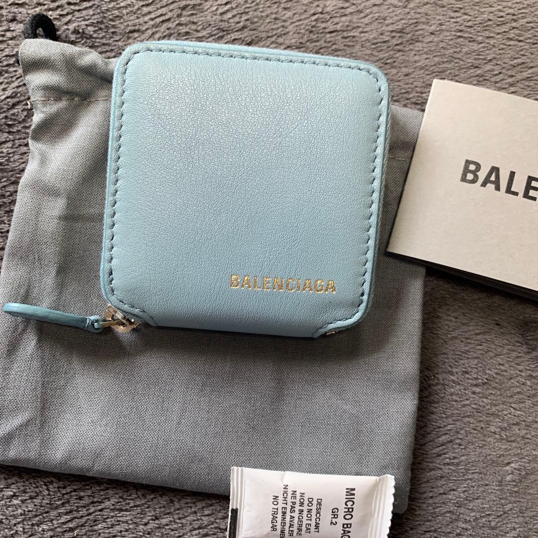 バレンシアガ　水色　ケース　小銭入れ　財布　ウォレット　ミニ財布　0704