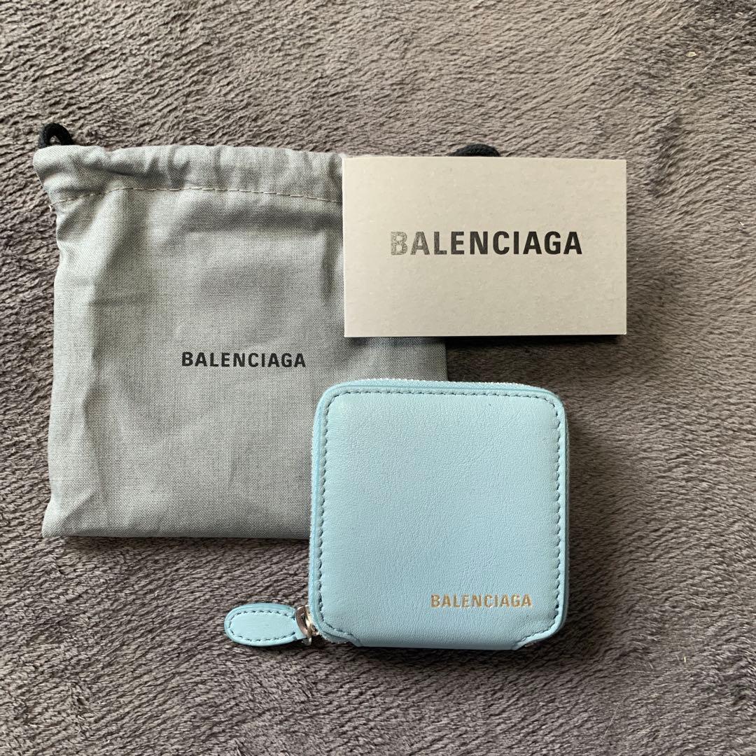 バレンシアガ　水色　ケース　小銭入れ　財布　ウォレット　ミニ財布　0704