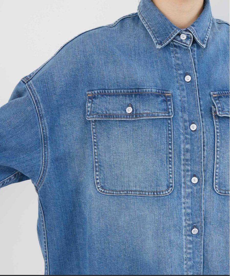 【Healthy denim】デニムシャツAlmond ブルー ナノユニバース0