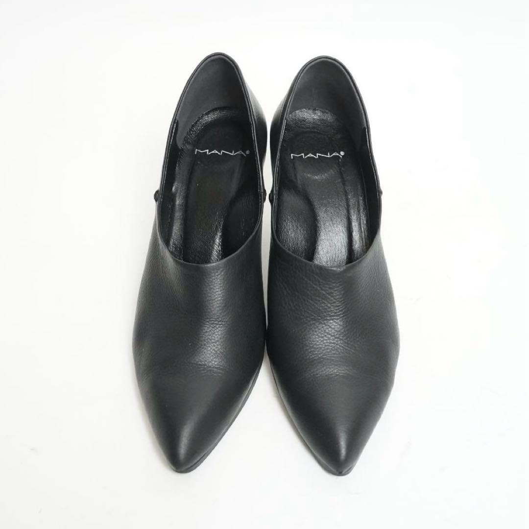 【美品】MANA マナ パンプス 深履き レザー ポインテッドトゥ 23.5