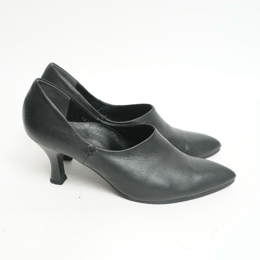 【美品】MANA マナ パンプス 深履き レザー ポインテッドトゥ 23.5
