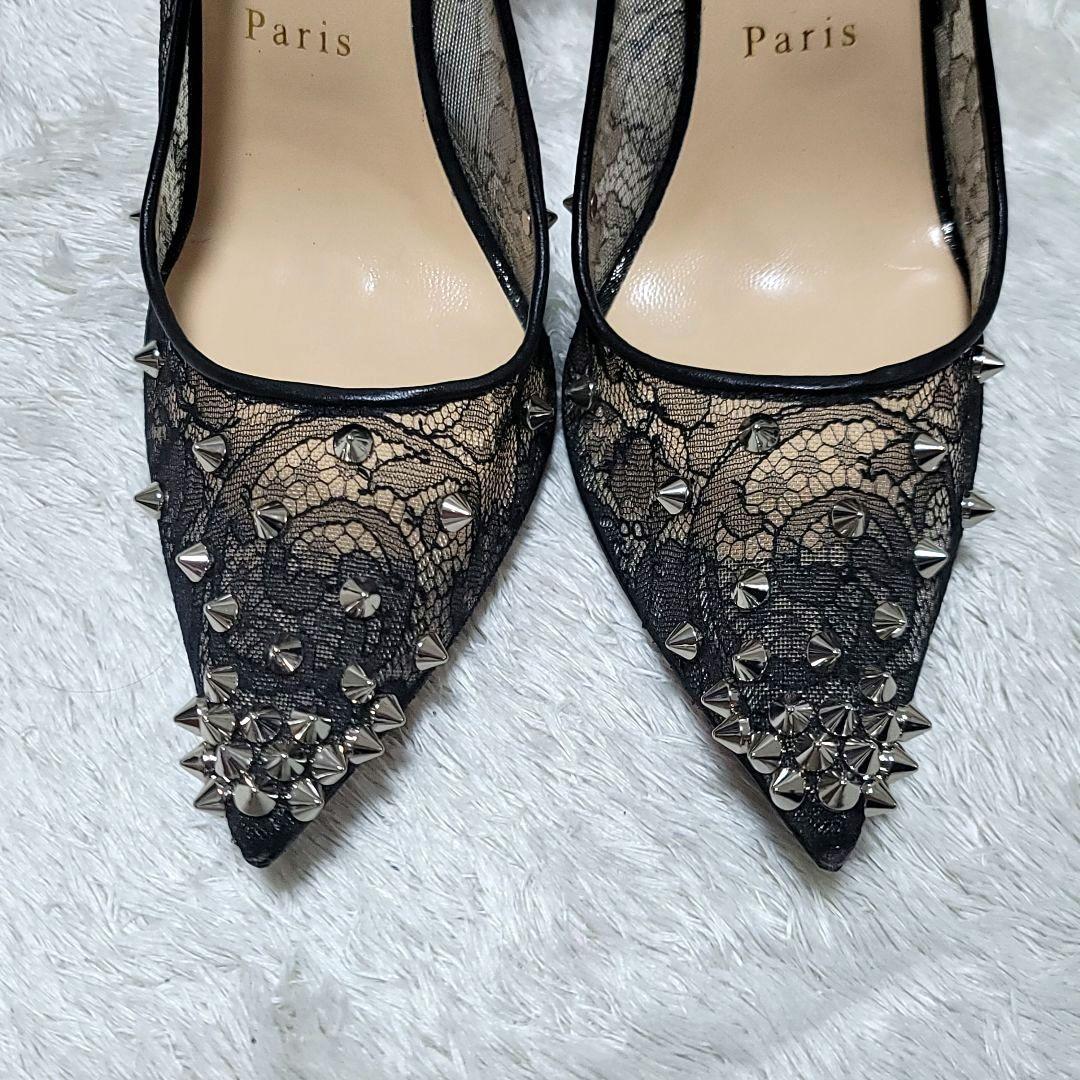 美品✨Christian Louboutin レース ハイヒール スタッズ