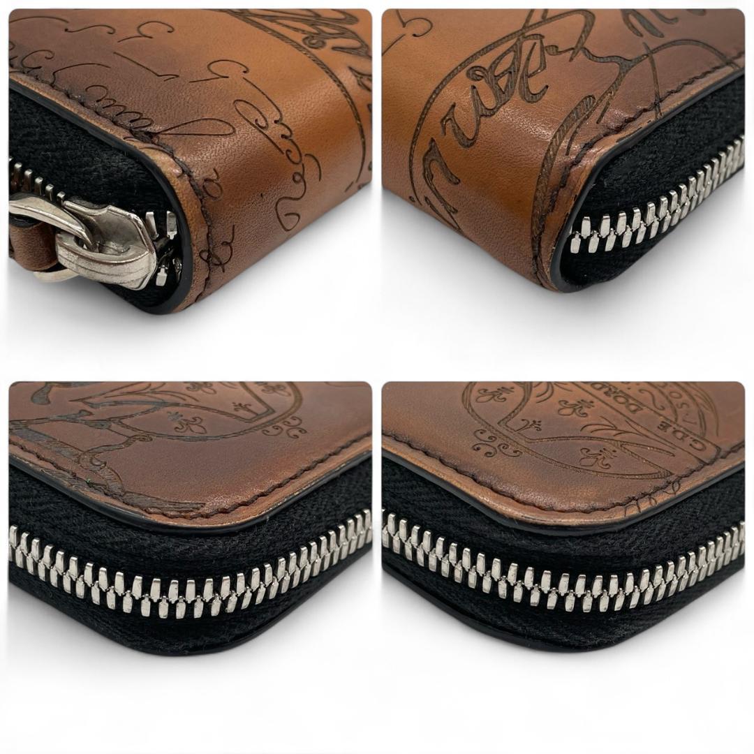 Y【超極美品】ベルルッティ イタウバ カリグラフィ ラウンドファスナー ブラウン