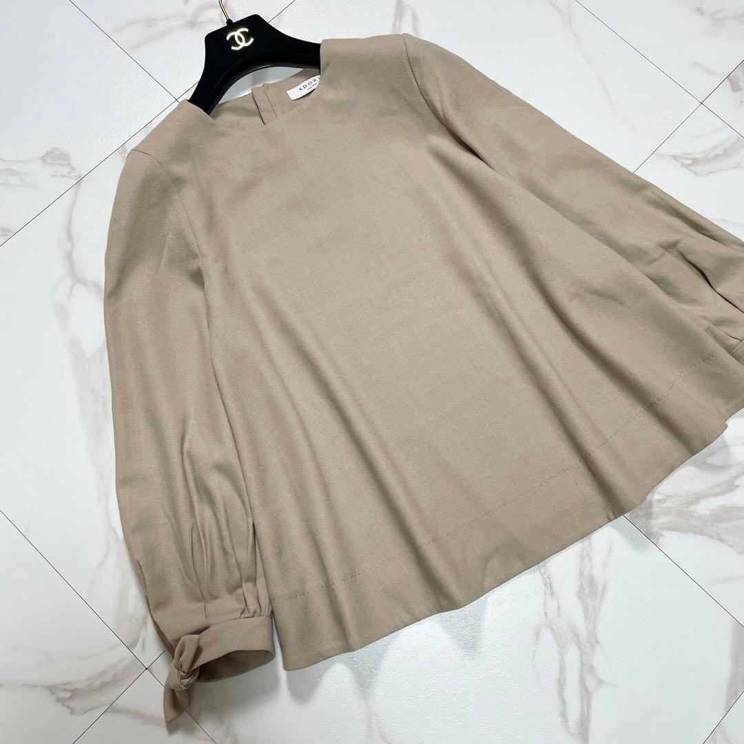 ADORE アドーア ブラウス シャツ 袖リボン ウール ベージュ 38