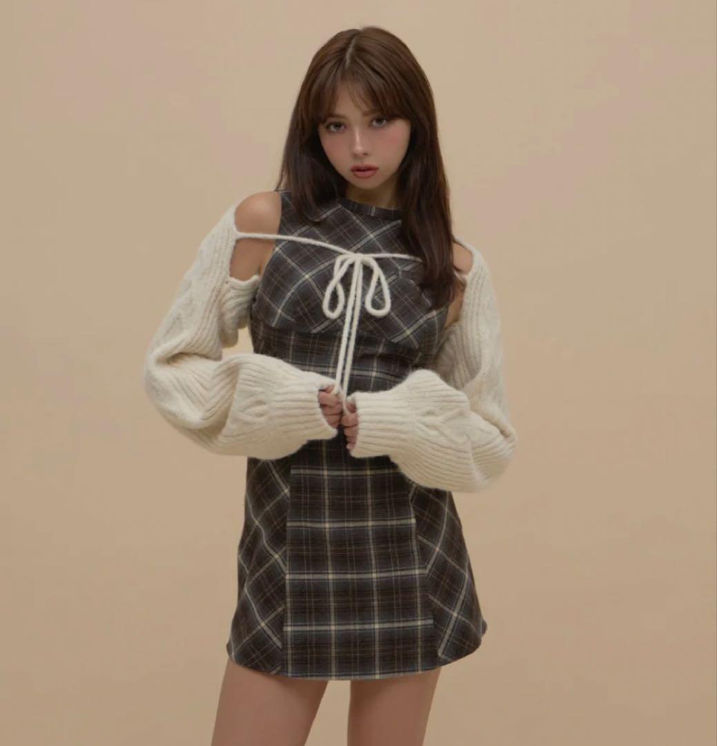 正規品 andmary Mimi check set mini dress