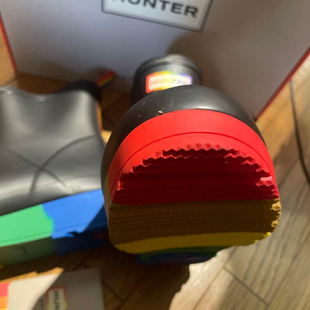 HUNTER ハンター長靴 UK6/ブラック/レインボーカラー正規品正規箱付き