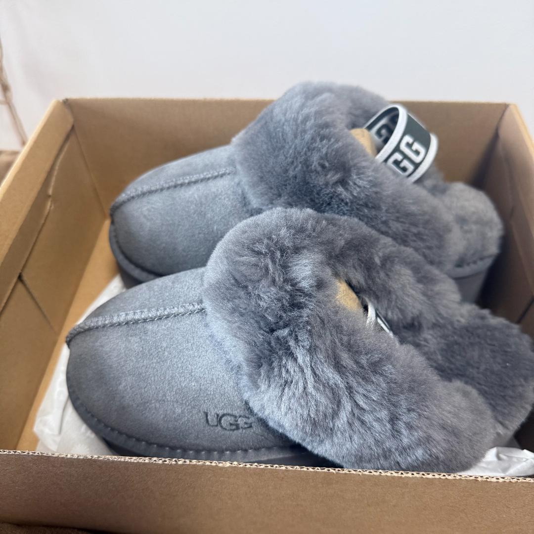 UGGファンケット レディース 厚底 ムートン サンダル グレー23.5cm