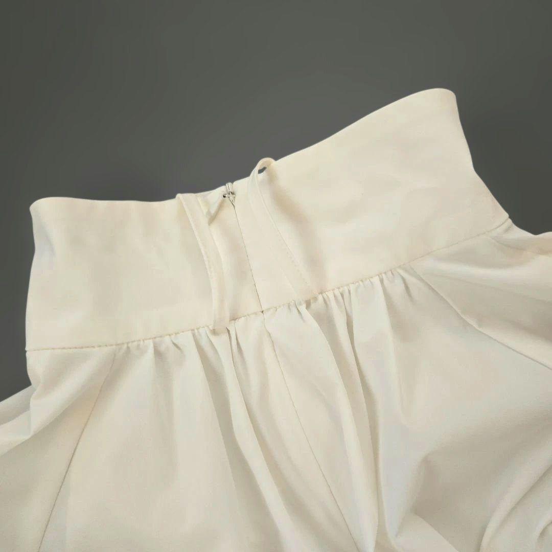 25SS 美品 UNTITLED ボウタイ付スタンドネック ボリュームブラウス