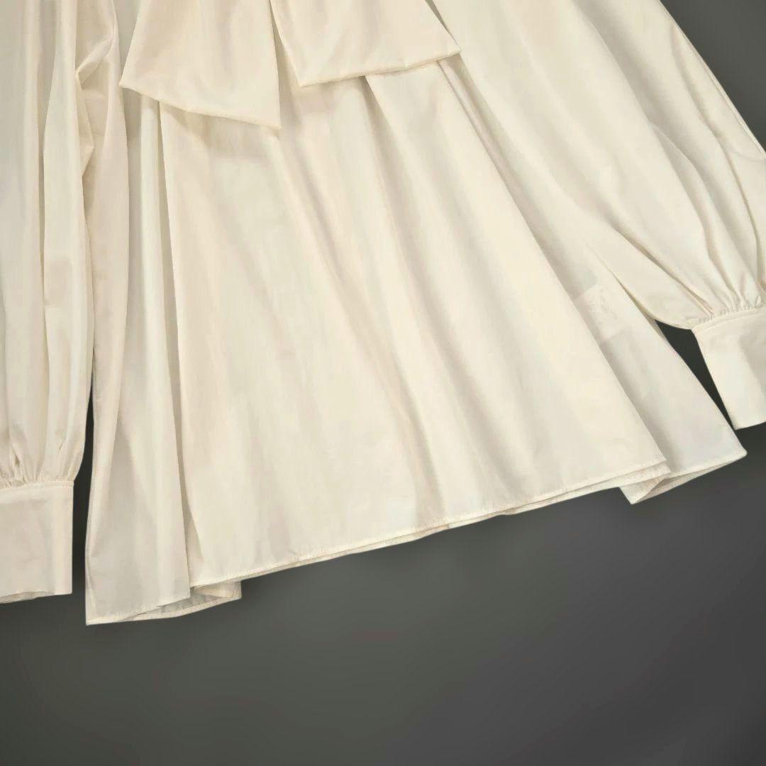 25SS 美品 UNTITLED ボウタイ付スタンドネック ボリュームブラウス