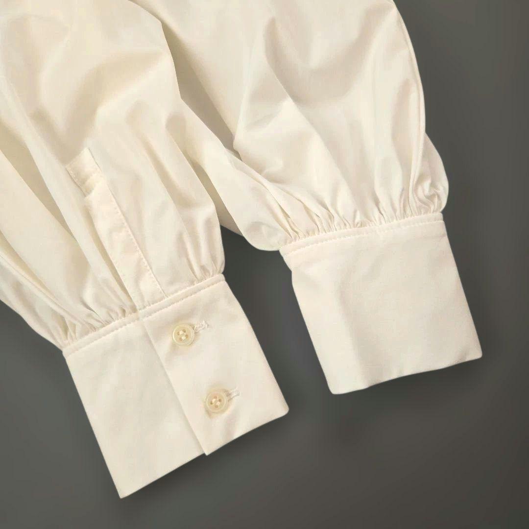 25SS 美品 UNTITLED ボウタイ付スタンドネック ボリュームブラウス